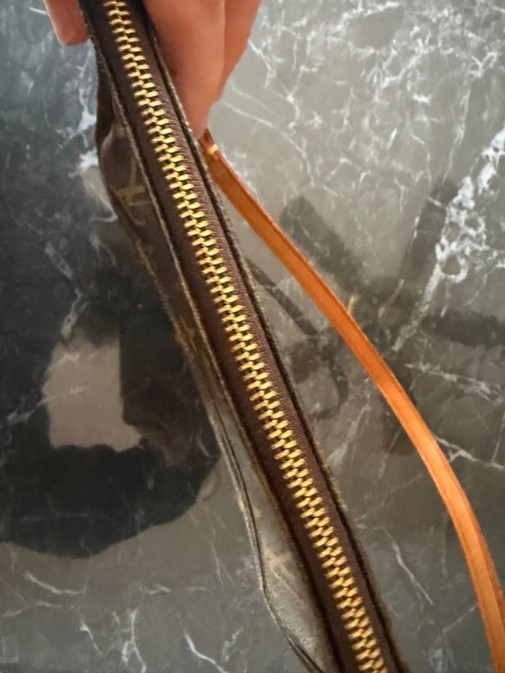 Louis Vuitton Monogram Canvas Mini Pochette with Tan Strap - Picture 4 of 12